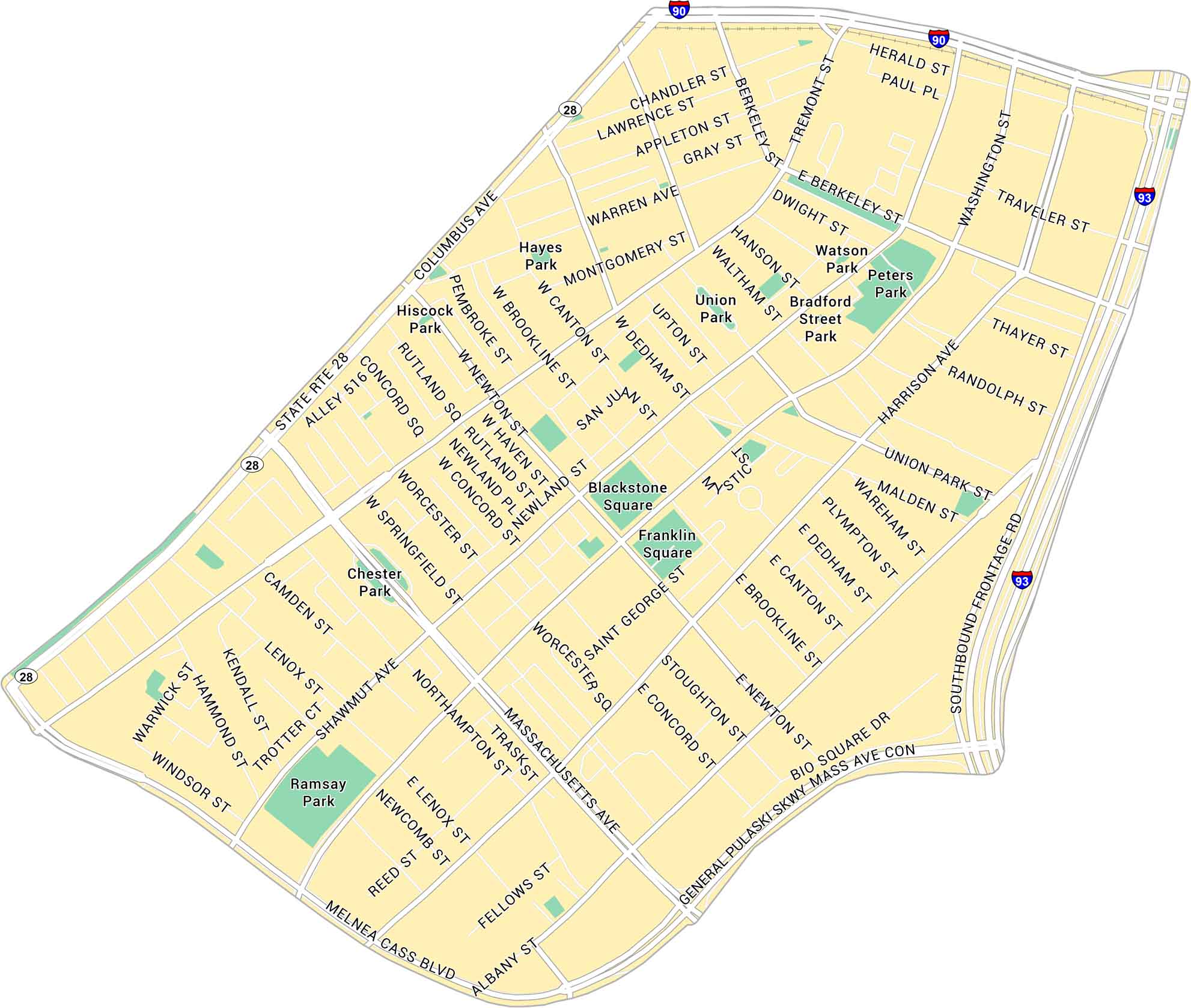 South End Map Boston