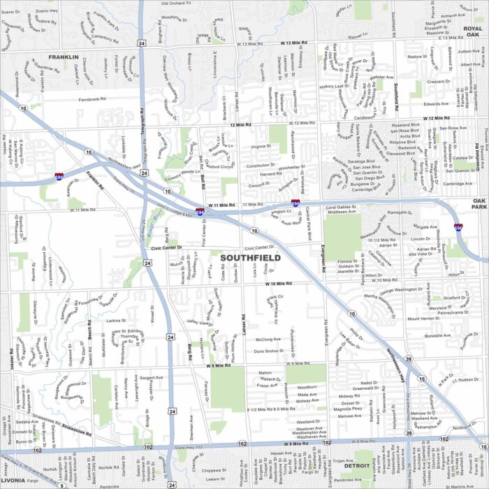 Southfield Map Michigan