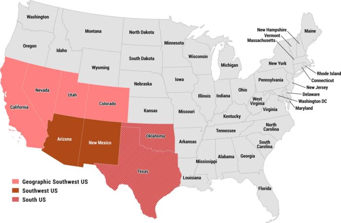 Southwest US Map