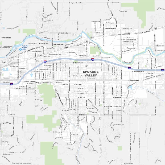 Spokane Valley Map Washington