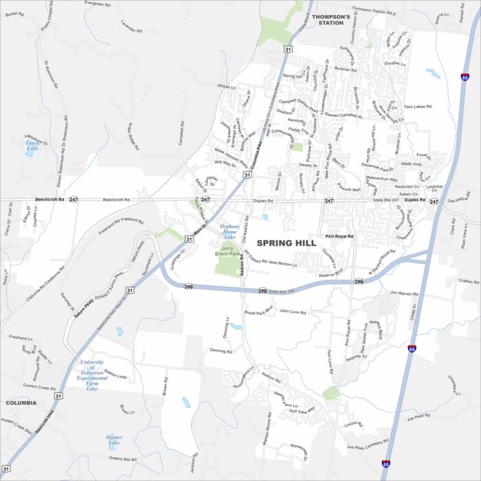 Spring Hill Map Tennessee