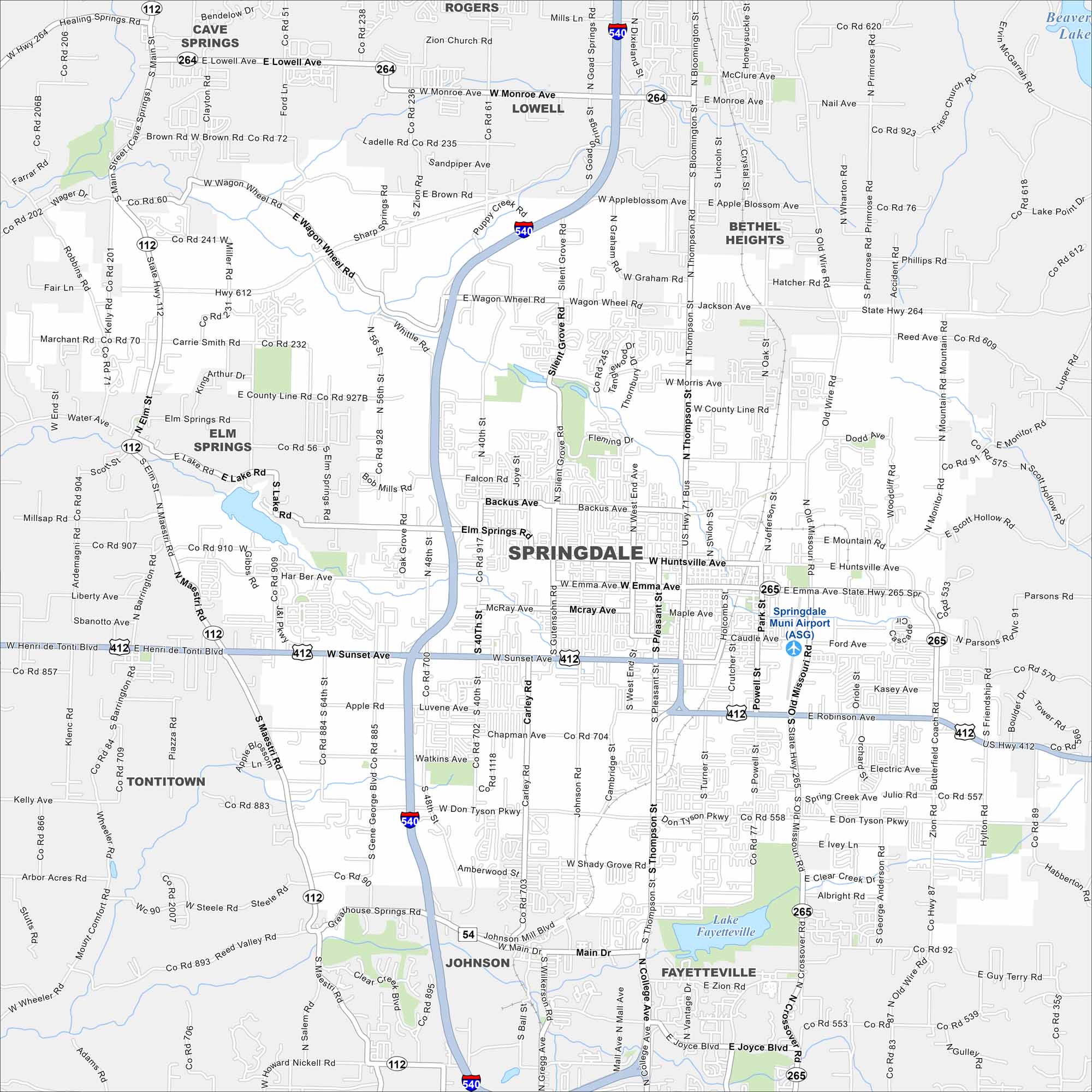 Springdale Map Arkansas