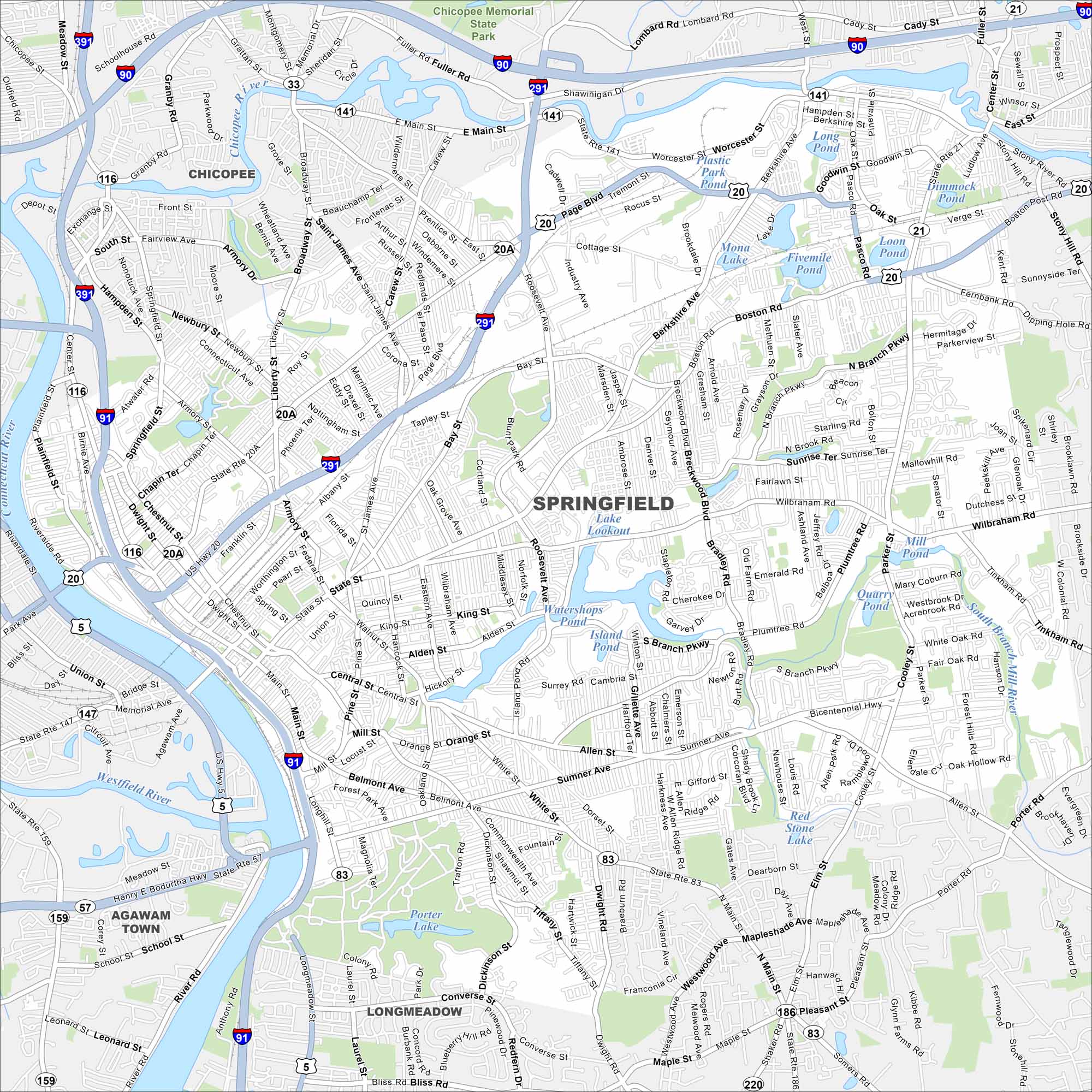 Springfield Map Massachusetts