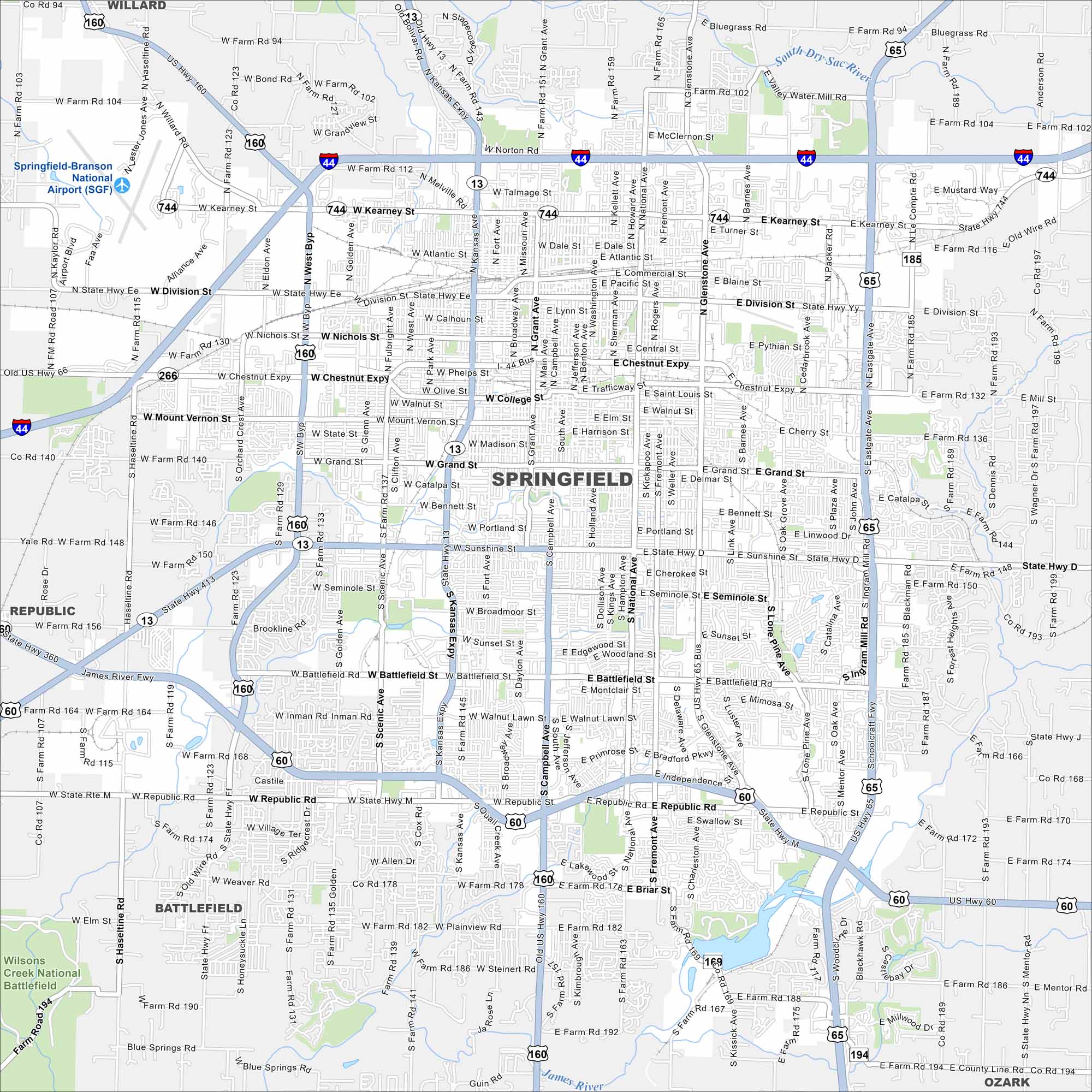 Springfield Map Missouri