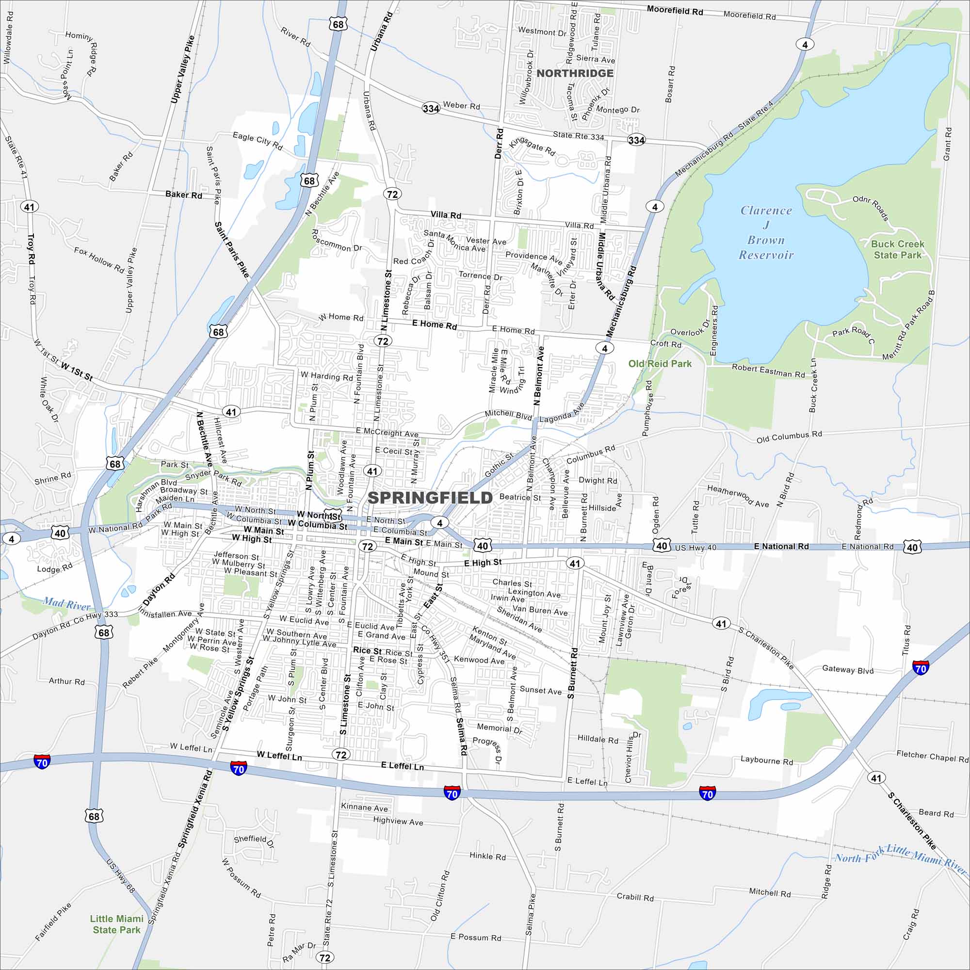 Springfield Map Ohio