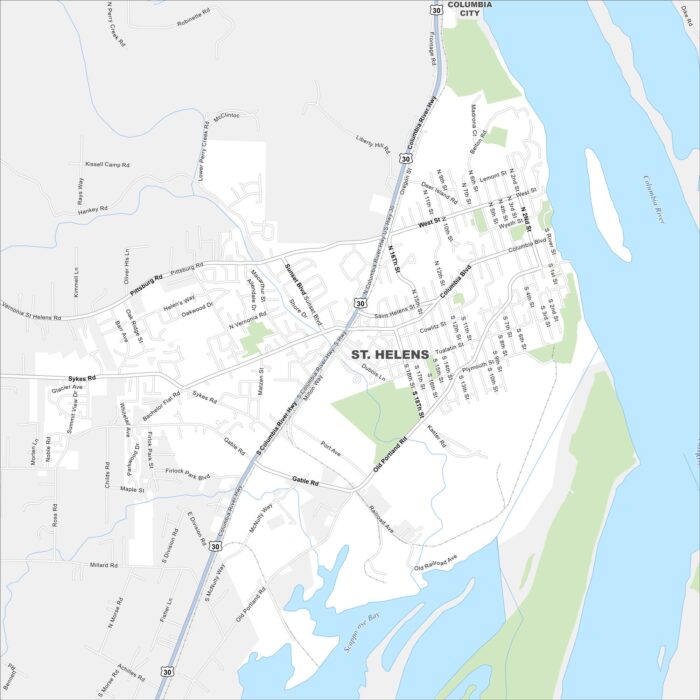 St Helens Map Oregon