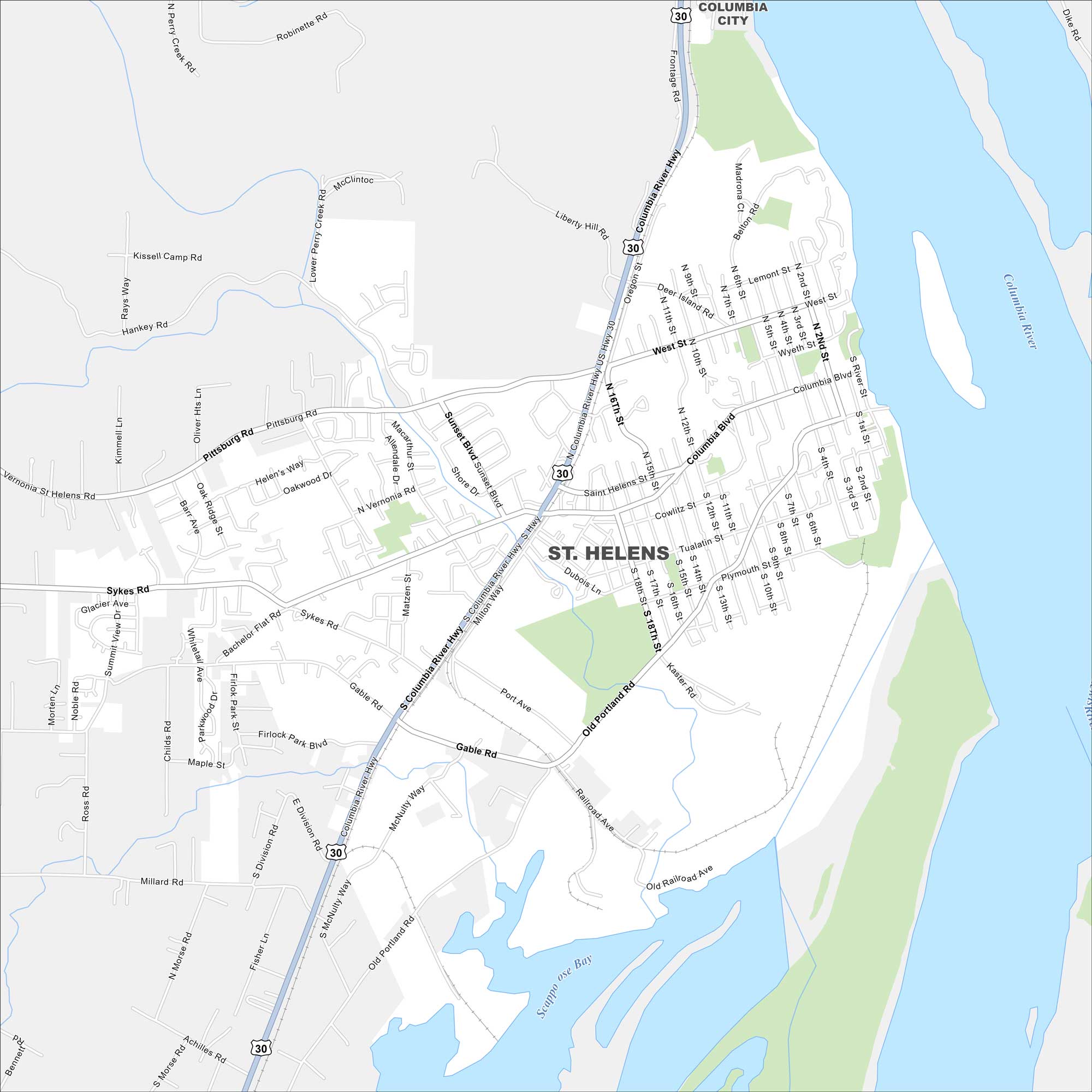 St Helens Map Oregon