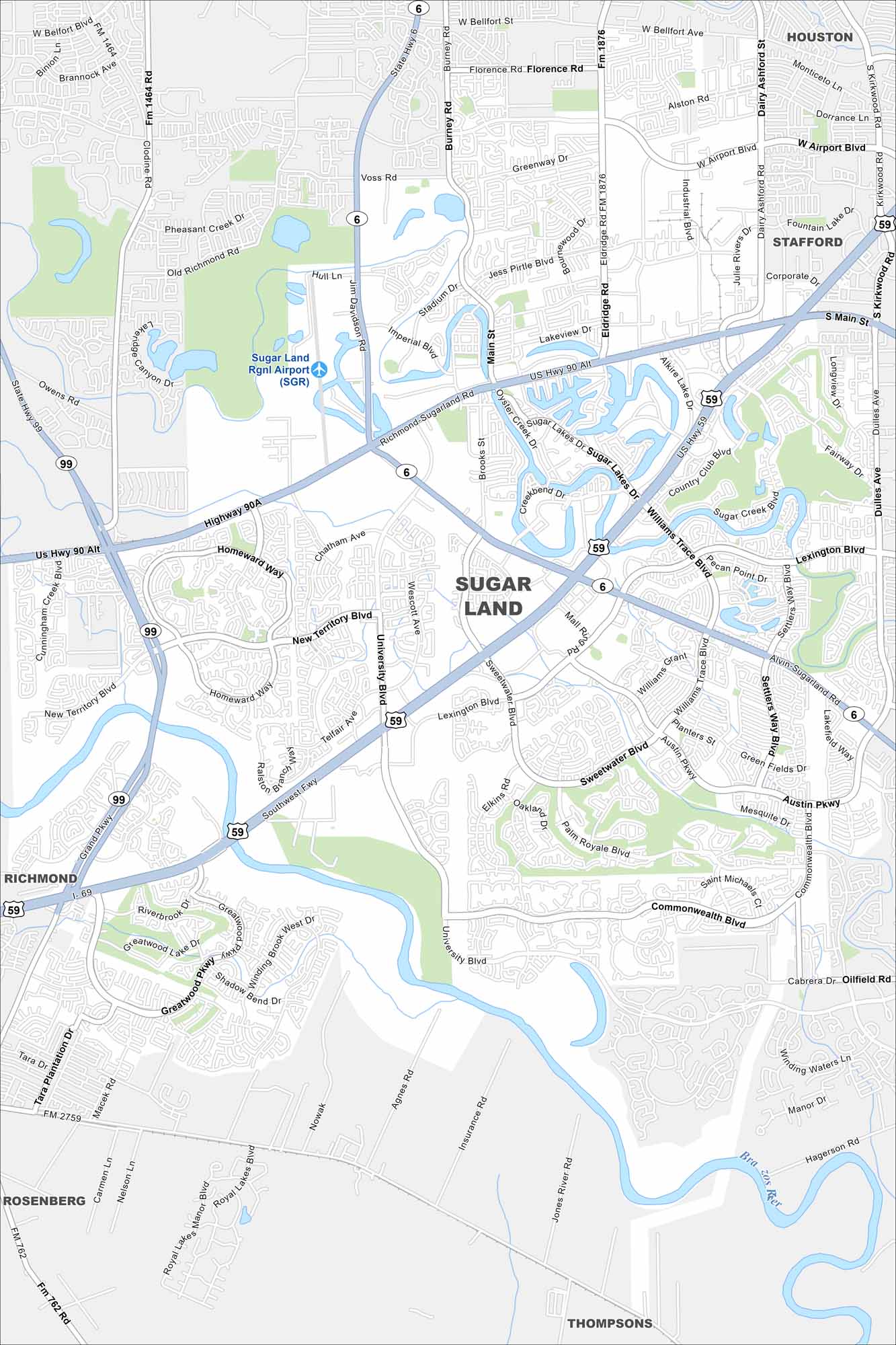 Sugar Land Map Texas