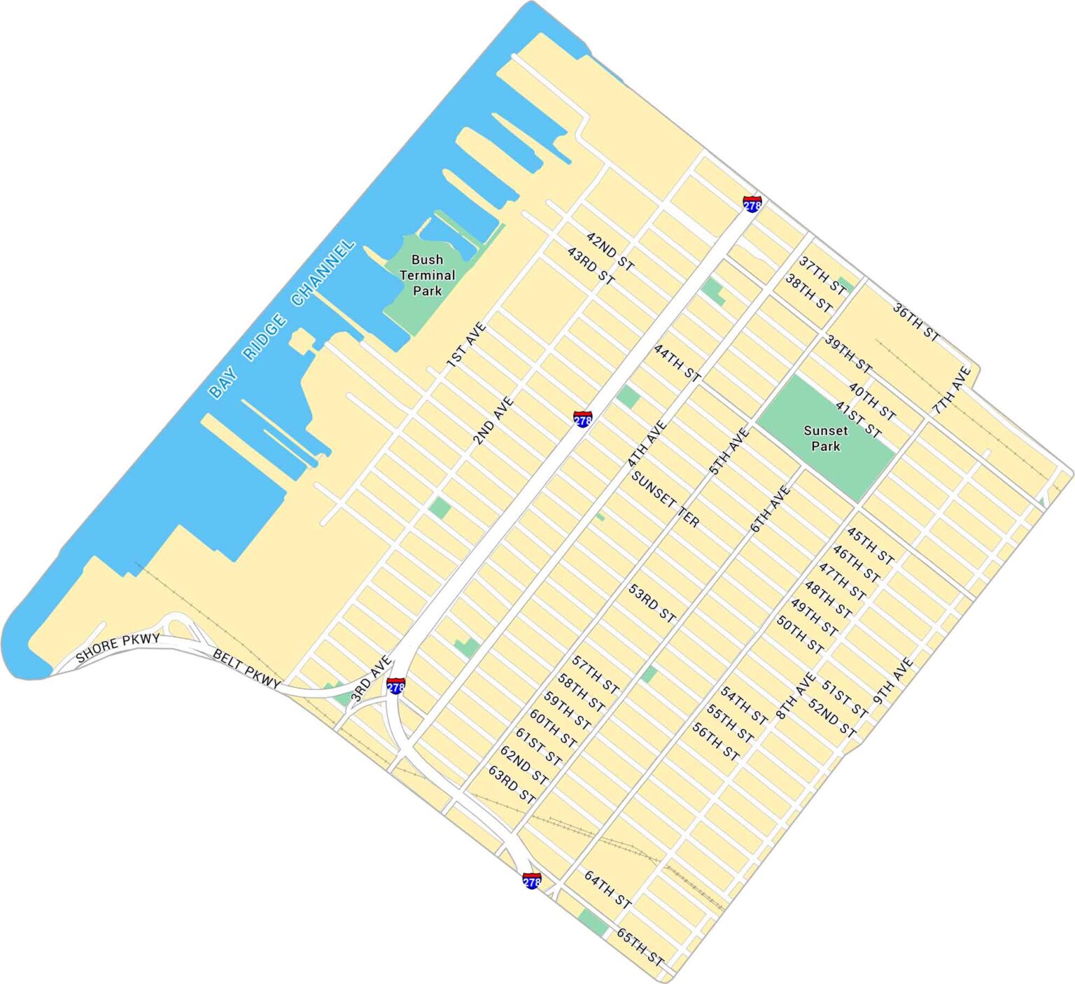 Bay Ridge Map Sunset Park Map, New York - US Maps