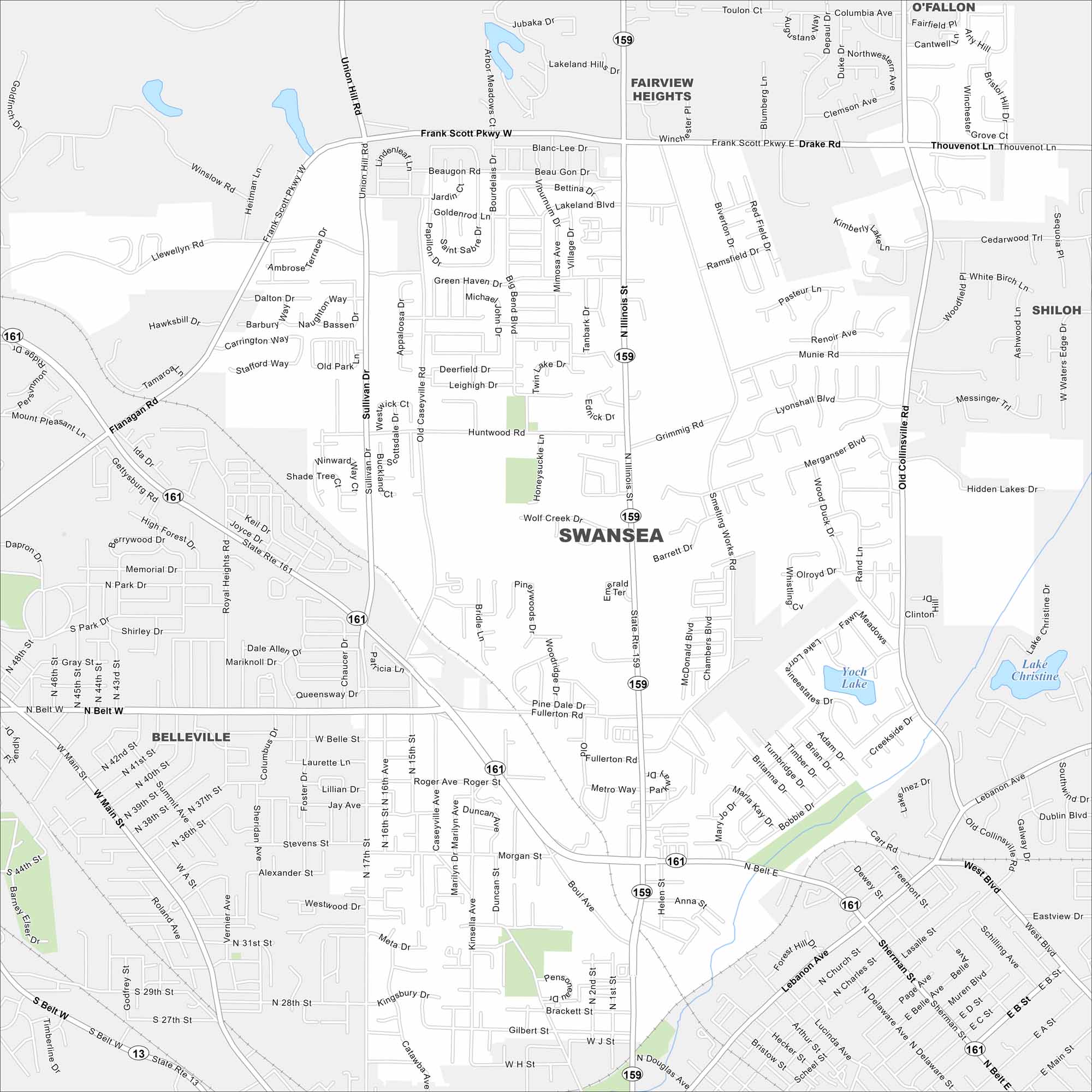 Swansea Map Illinois