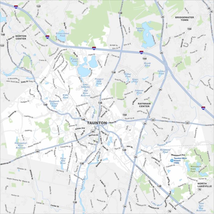 Taunton Map Massachusetts