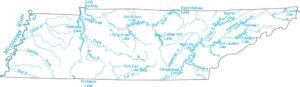 Tennessee Lakes and Rivers Map