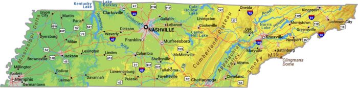 Tennessee Physical Map