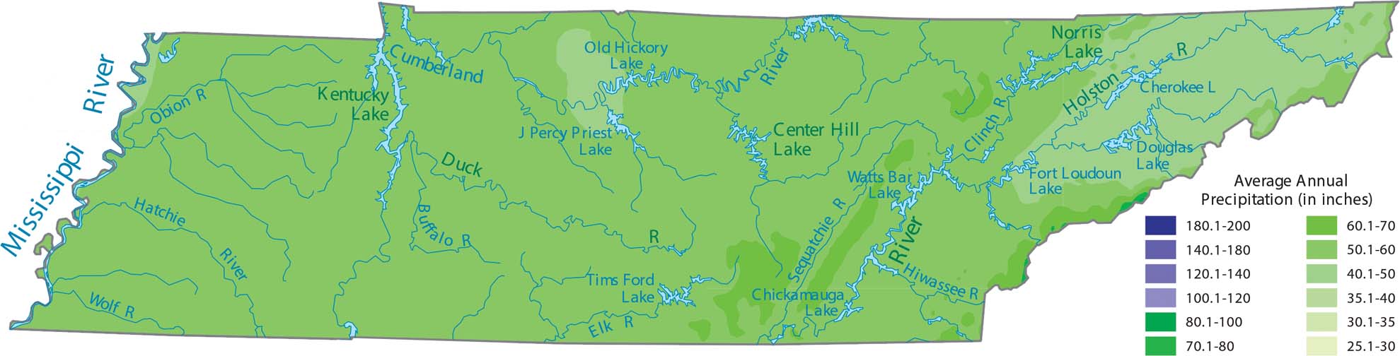 Tennessee Precipitation Map