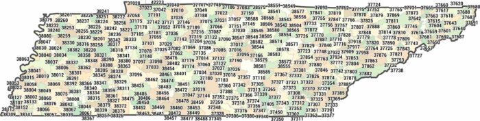 Tennessee Zip Code Map