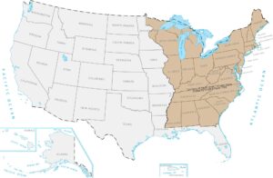 Territory of the Original Thirteen States Map