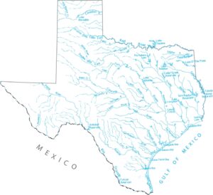 Texas Lakes and Rivers Map