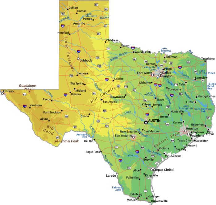 Texas Physical Map