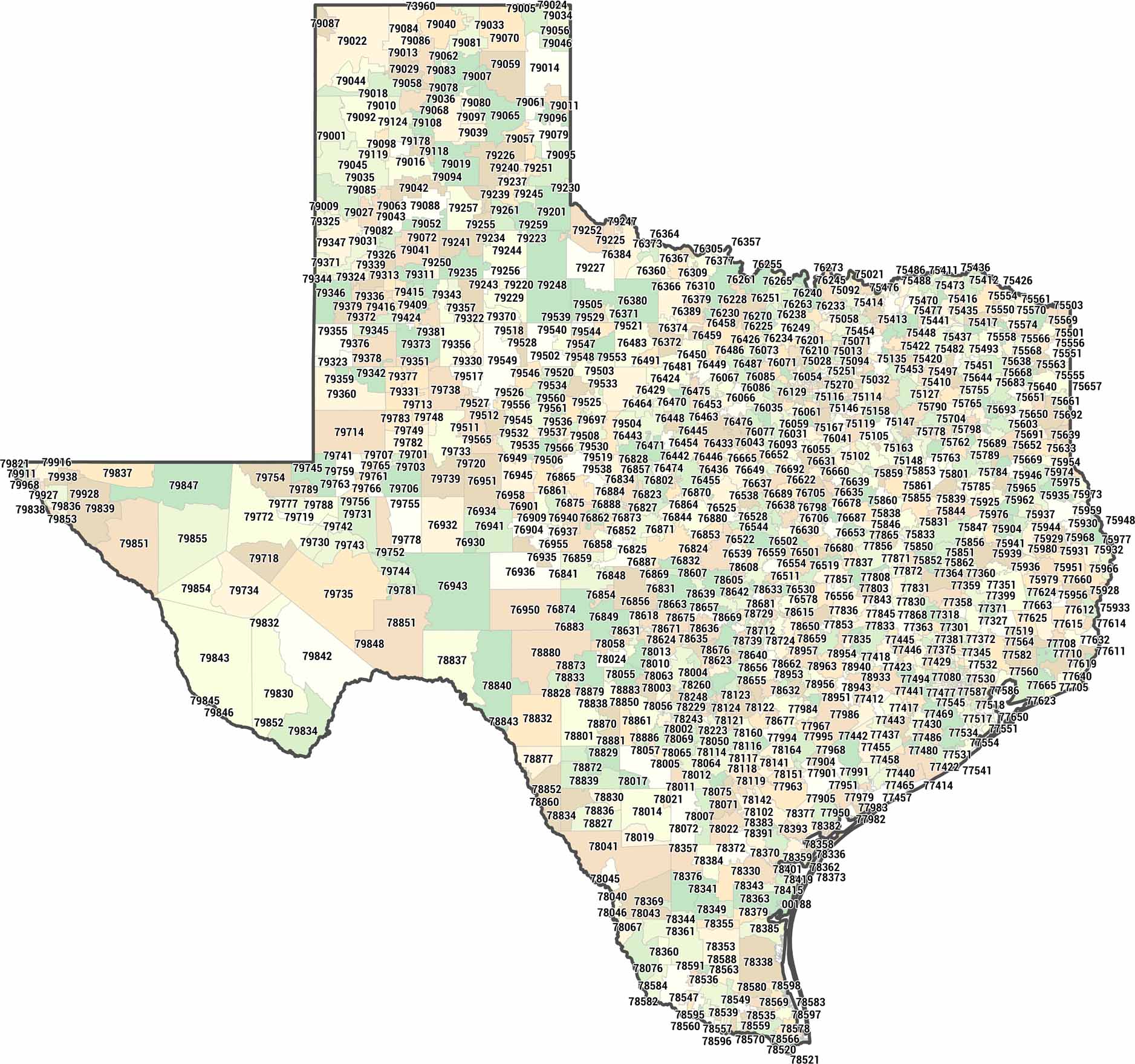 Texas Zip Code Map