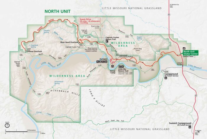 Theodore Roosevelt National Park Map North Unit