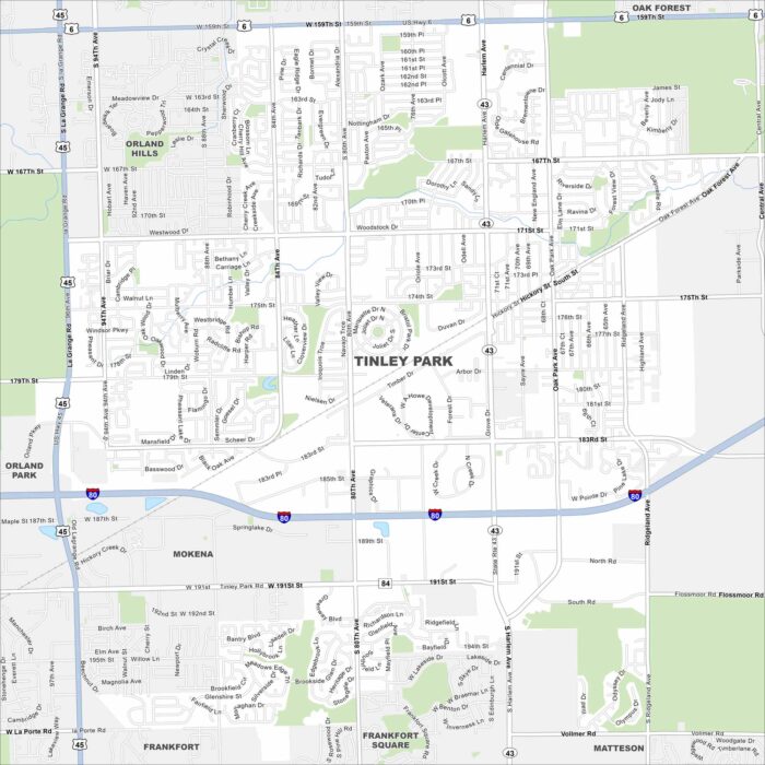 Tinley Park Map Illinois