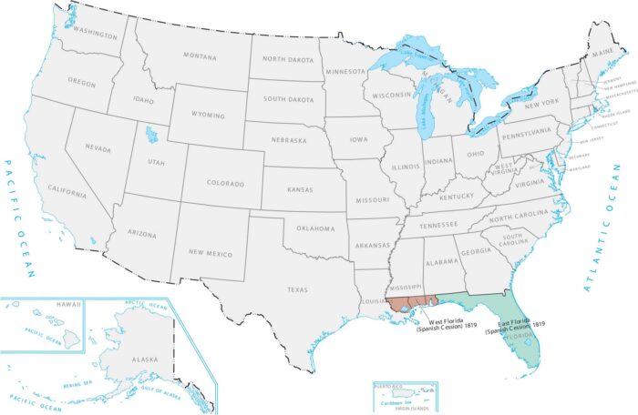 Treaty of Adams-Onis 1819 Map