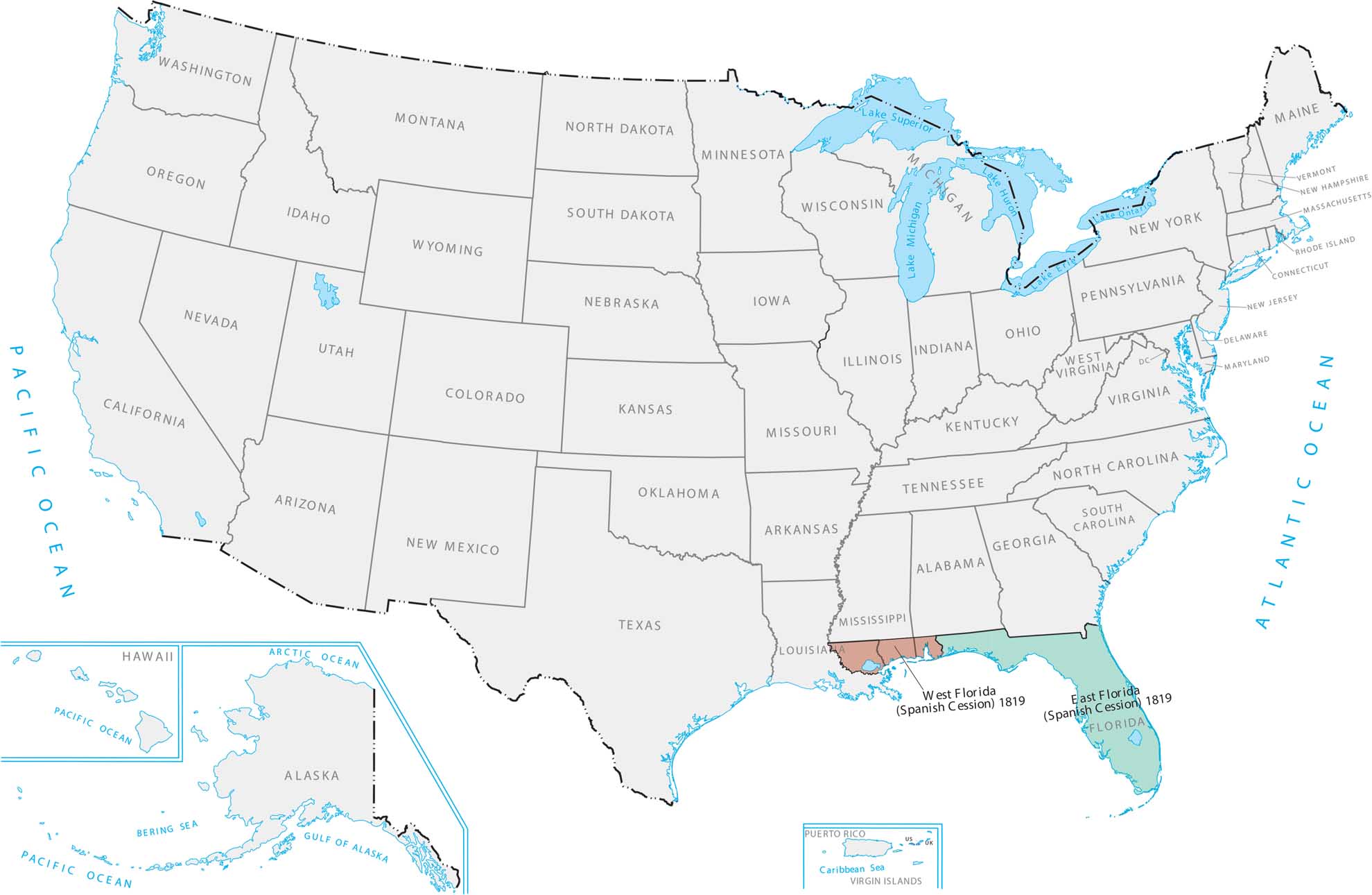 Treaty of Adams-Onis 1819 Map