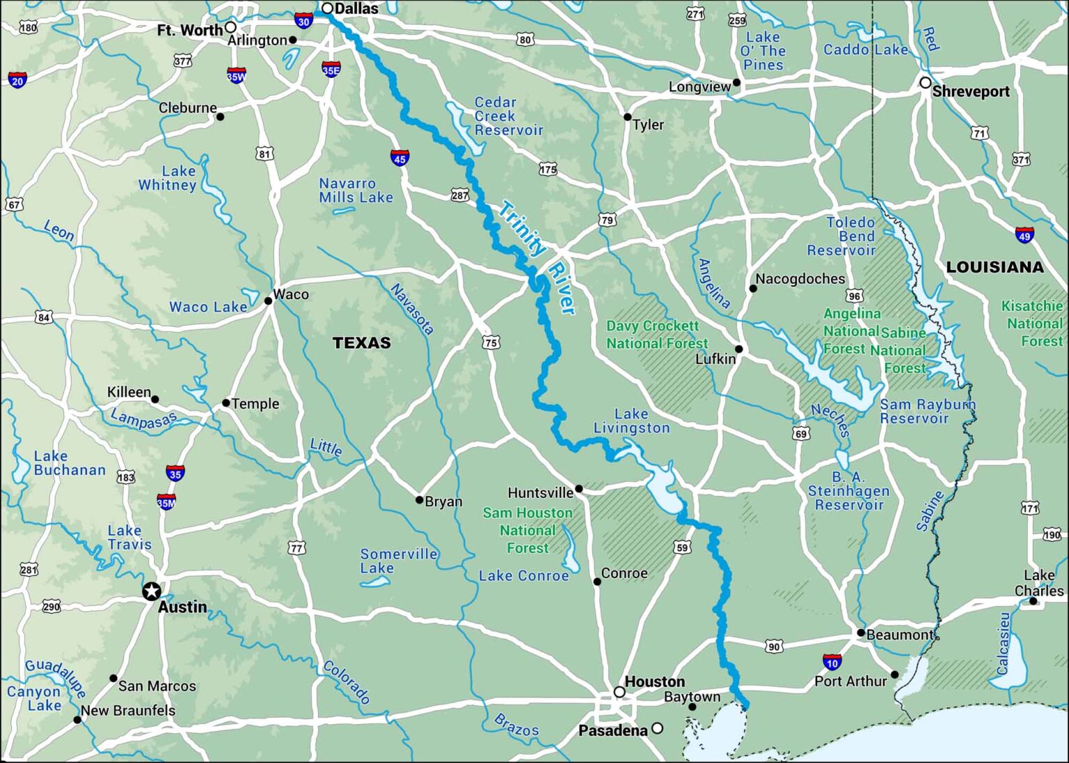 Trinity River Map - US Maps