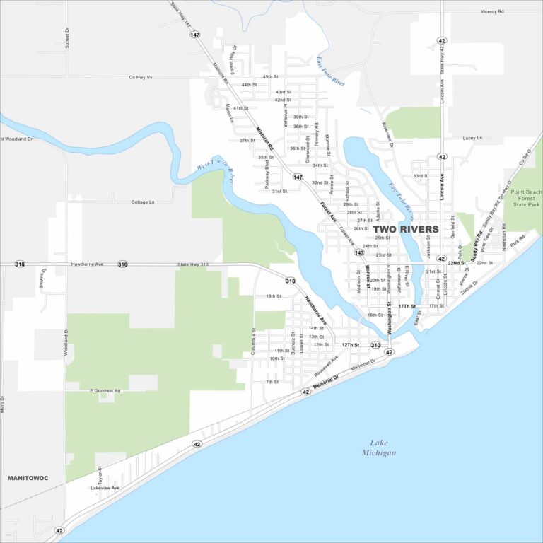 Two Rivers Wi Map of Two Rivers, Wisconsin - US Maps