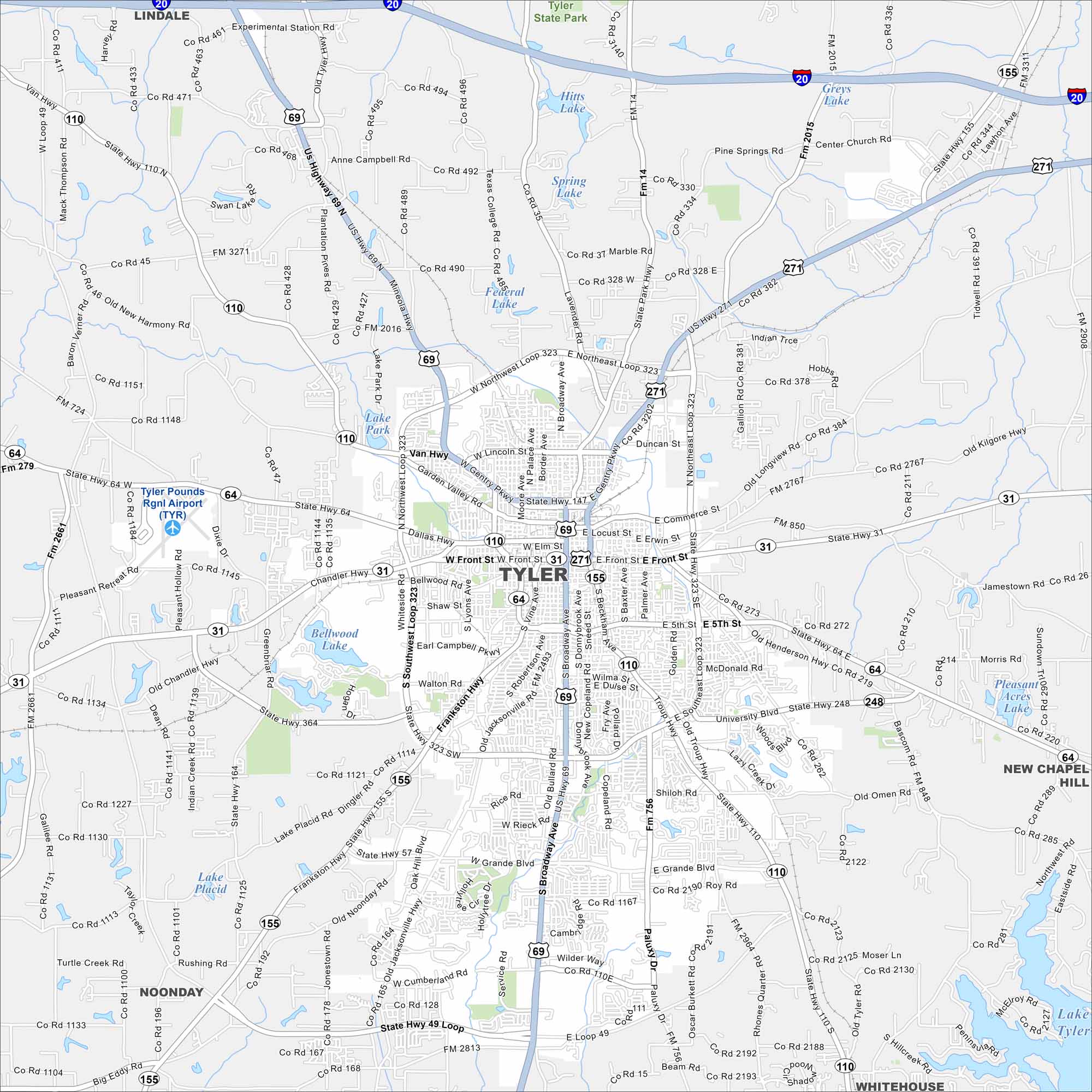 Tyler Map Texas
