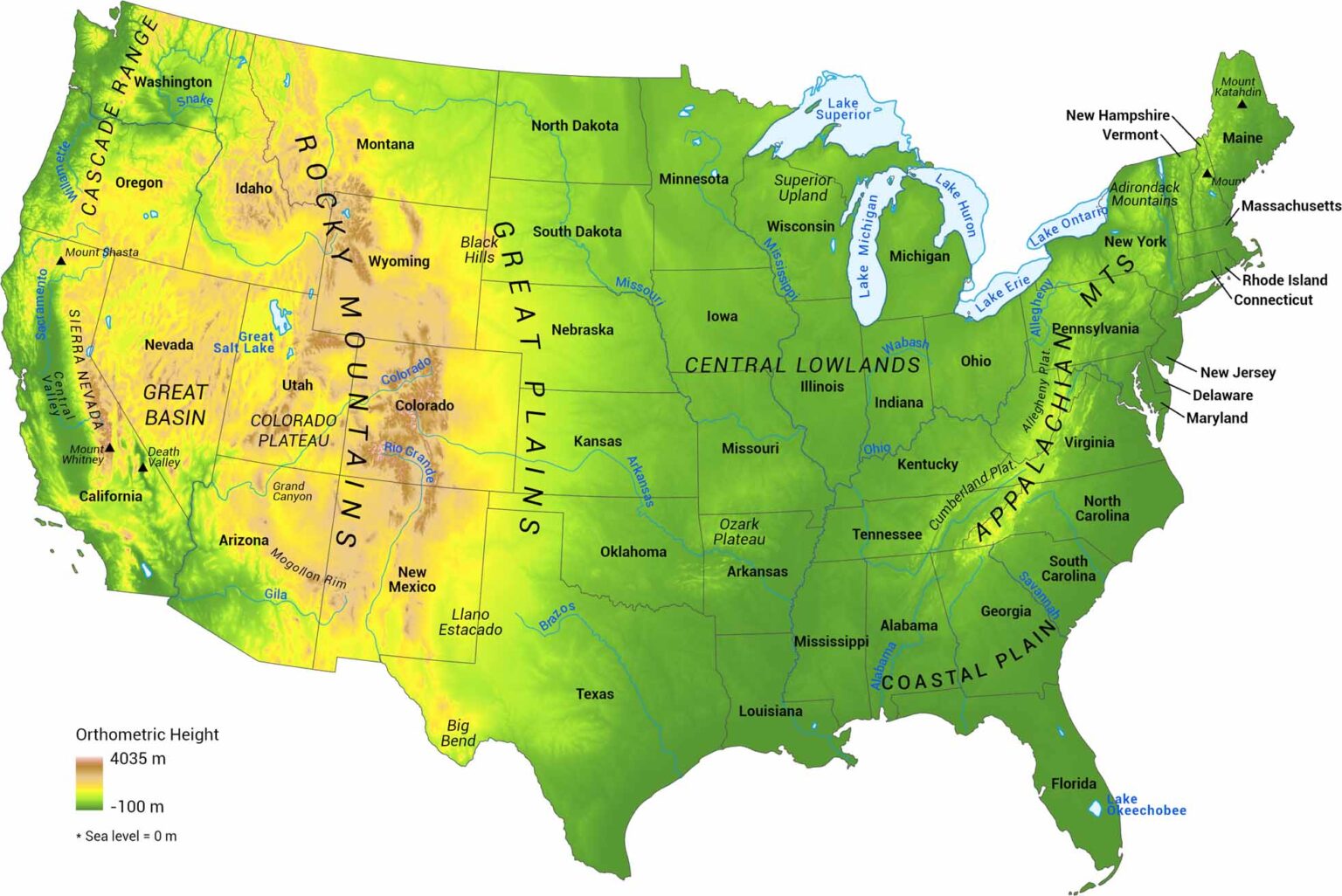 US Mountains Map - US Maps