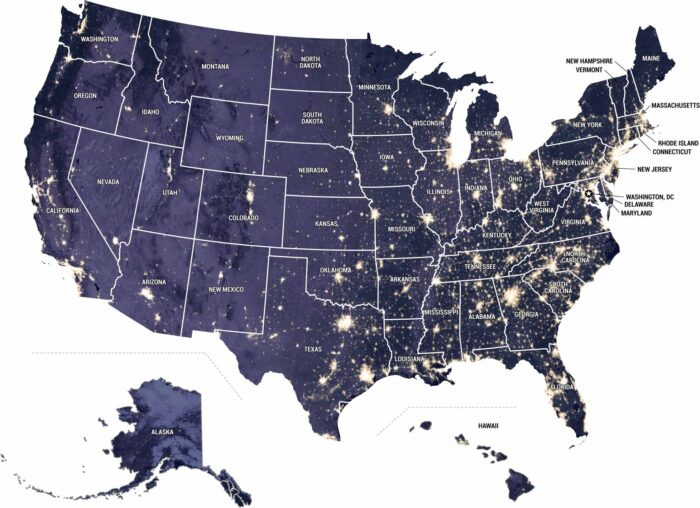 US Light Pollution Map