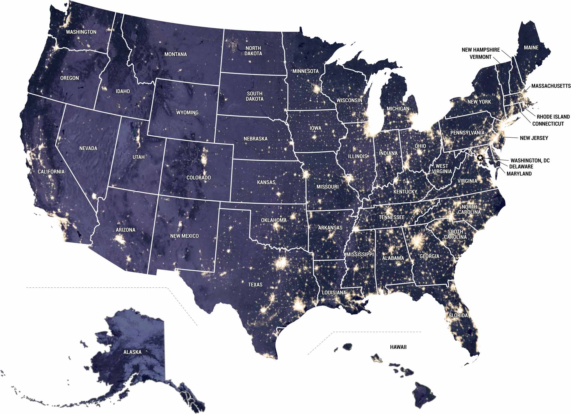 US Light Pollution Map