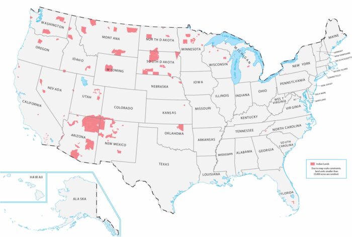 US Native American Reservations Map
