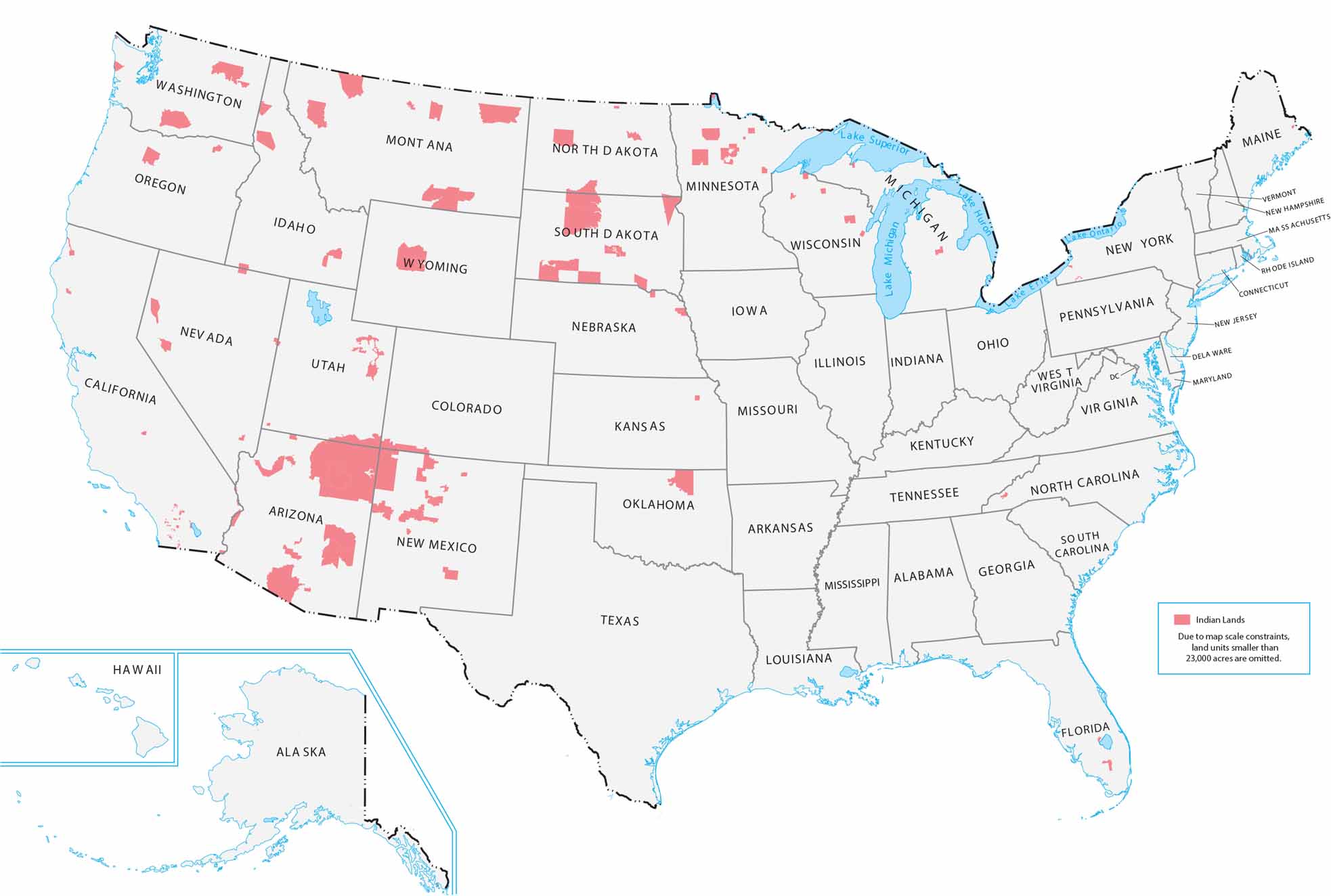 US Native American Reservations Map