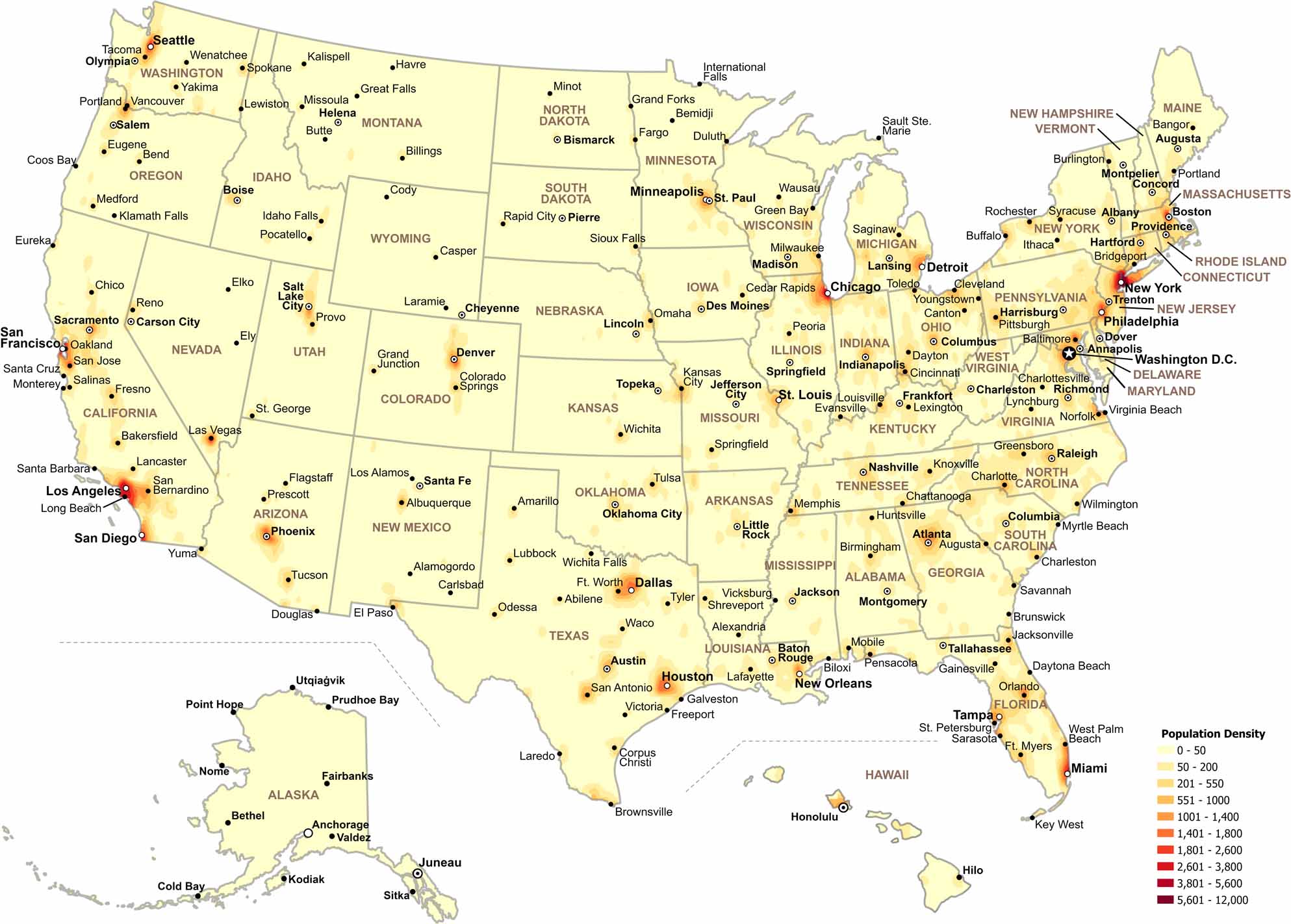 US Population Density Map