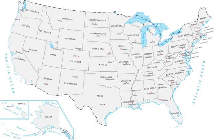 US State Capitals Map