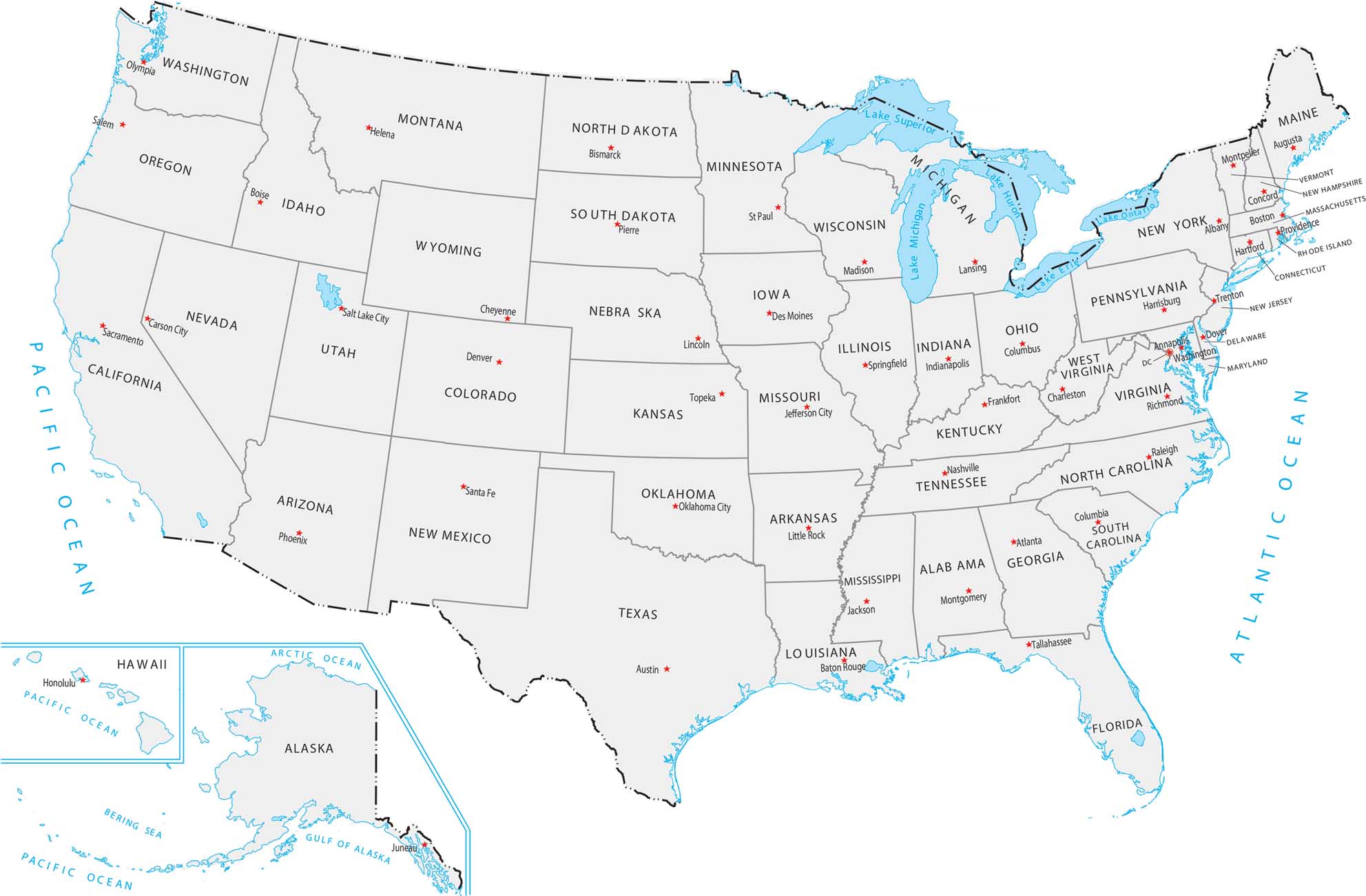 US State Capitals Map