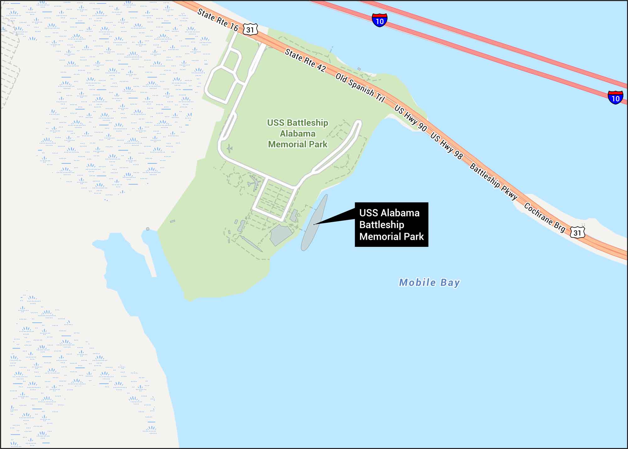 USS Alabama Battleship Memorial Park Map