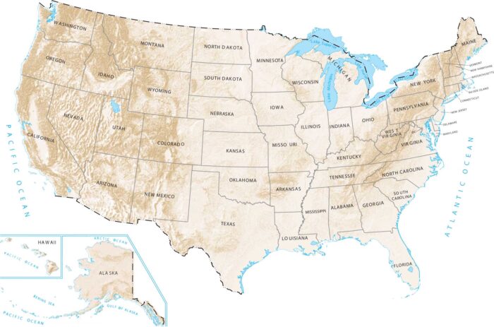 United States Hillshade Map