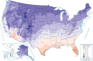 United States Mean Annual Daily Minimum Temperature Map