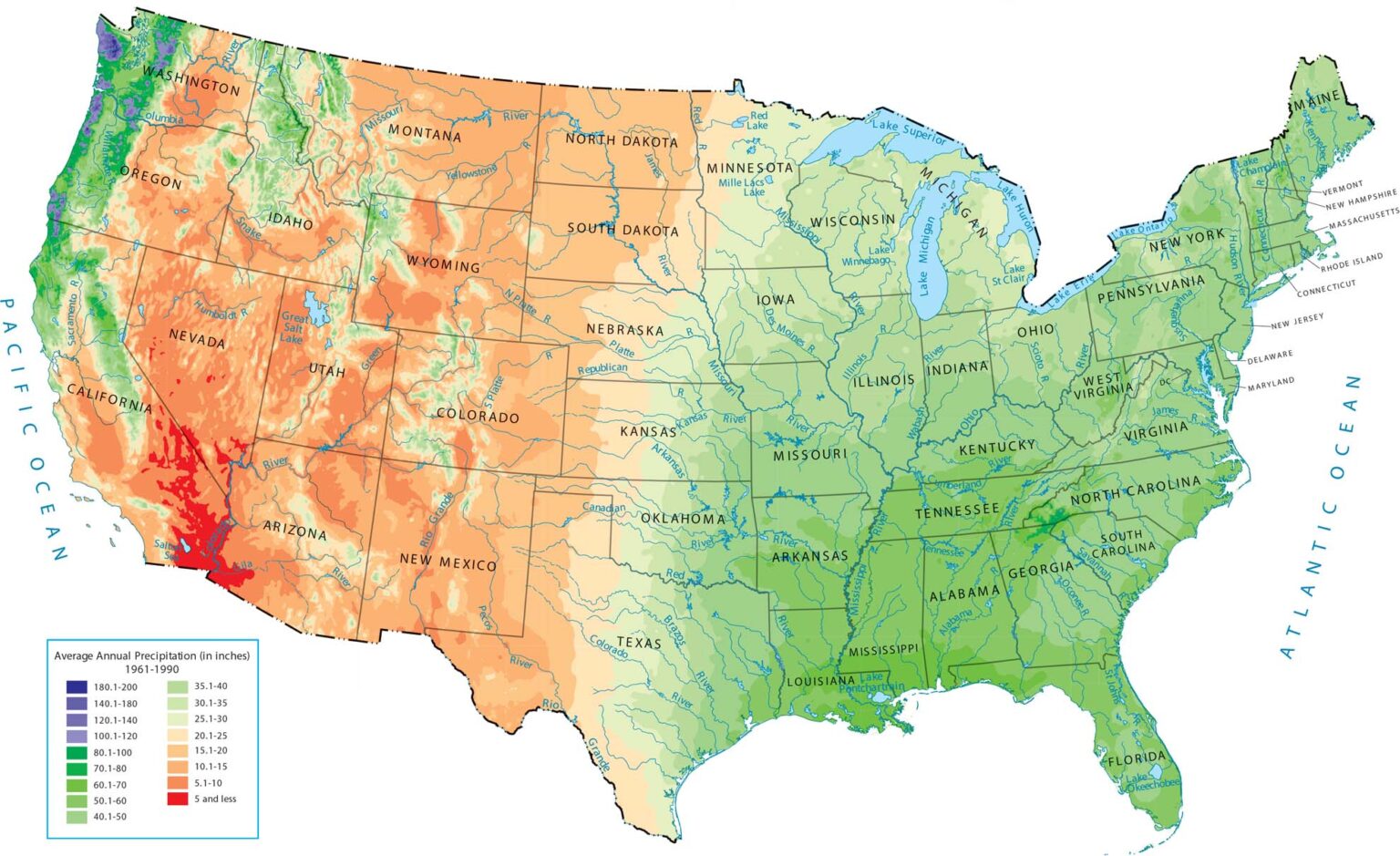 Usgs Humidity Map US Mean Annual Relative Humidity Map - US Maps