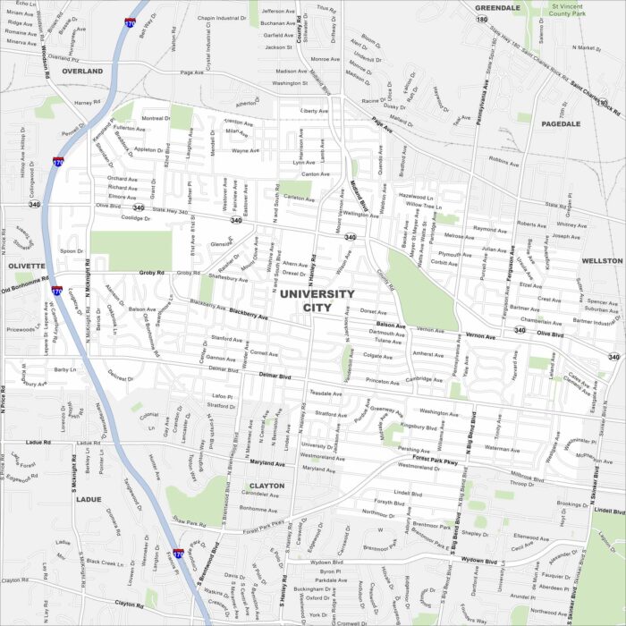 University City Map Missouri