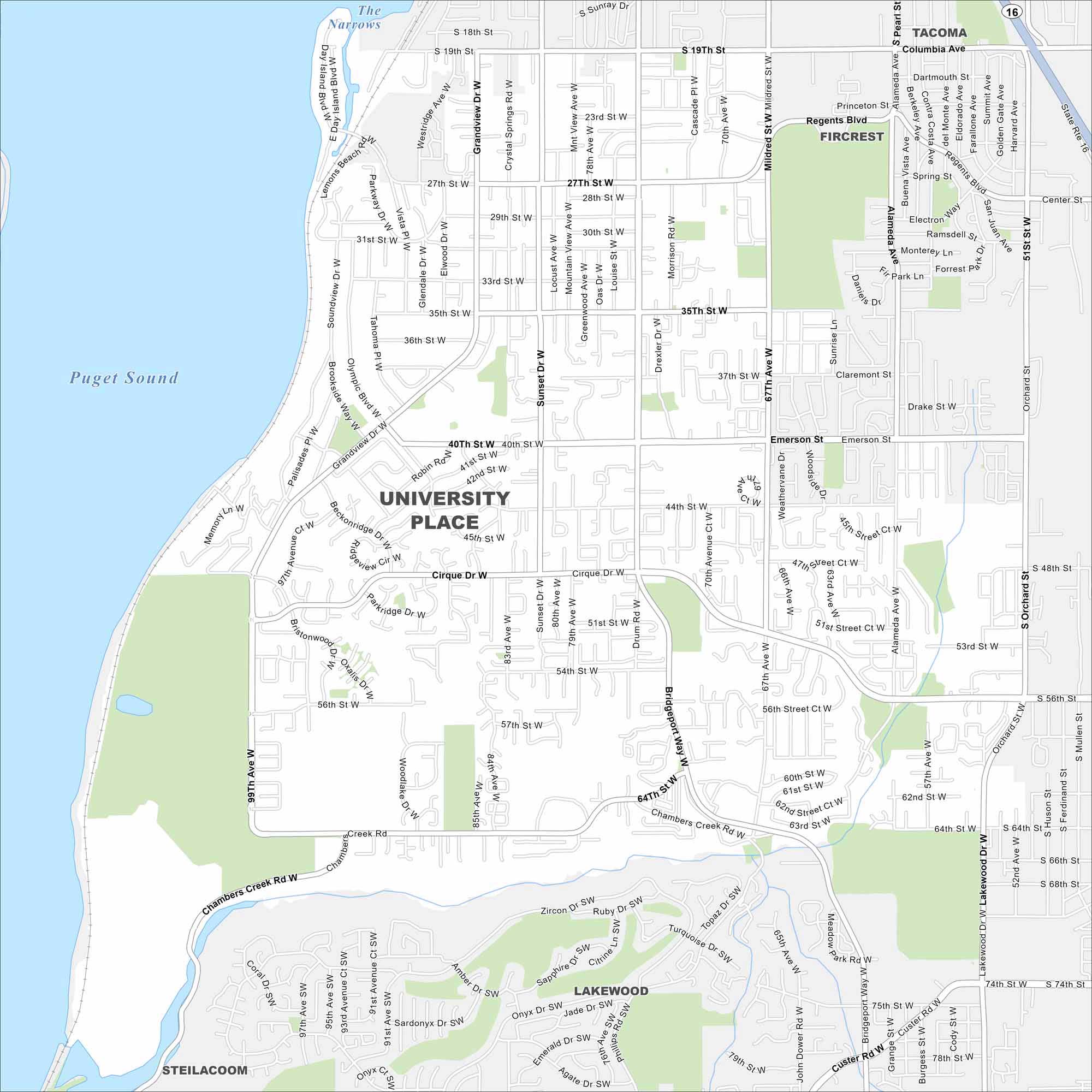 University Place Map Washington