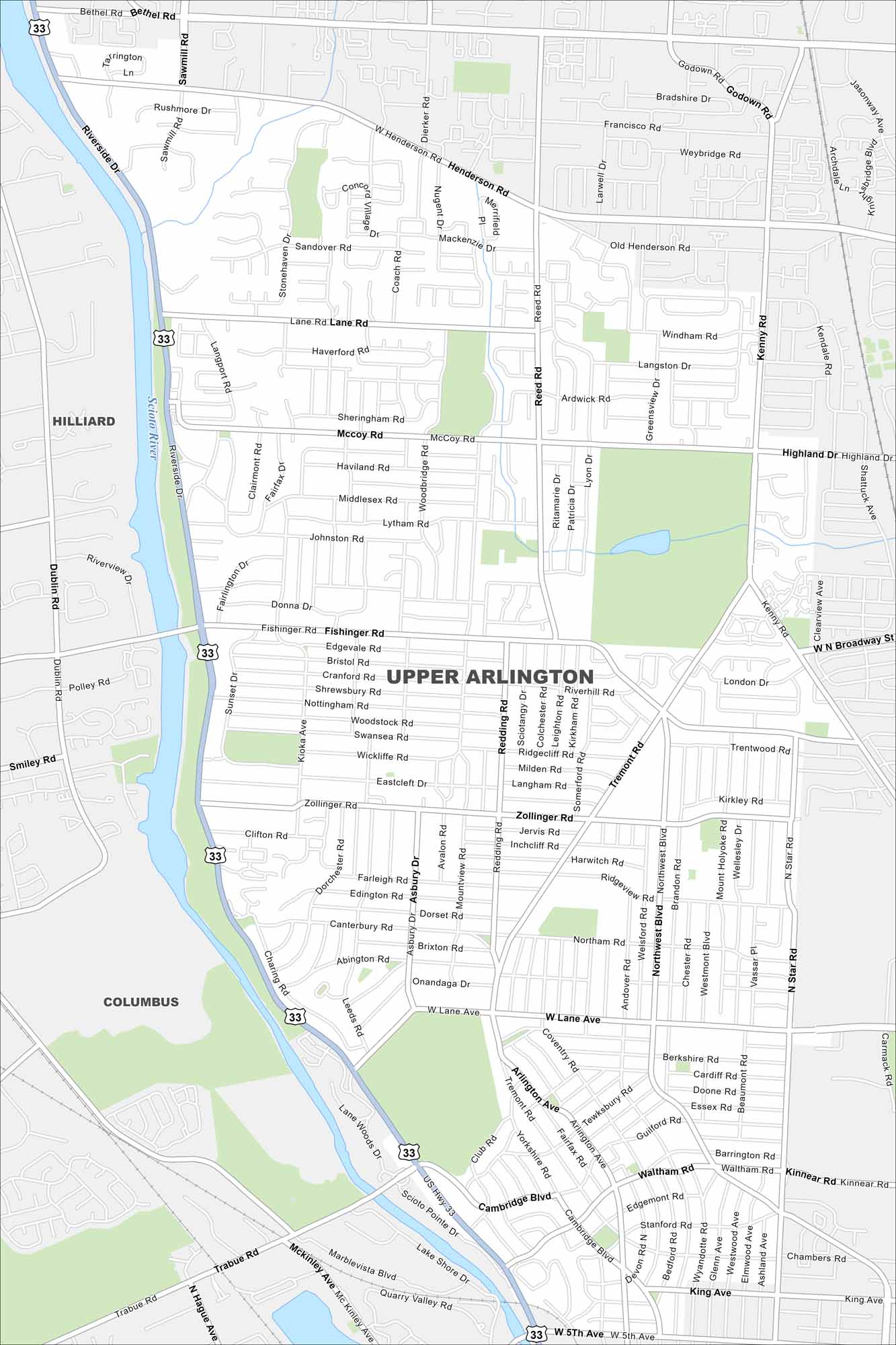 Upper Arlington Map Ohio