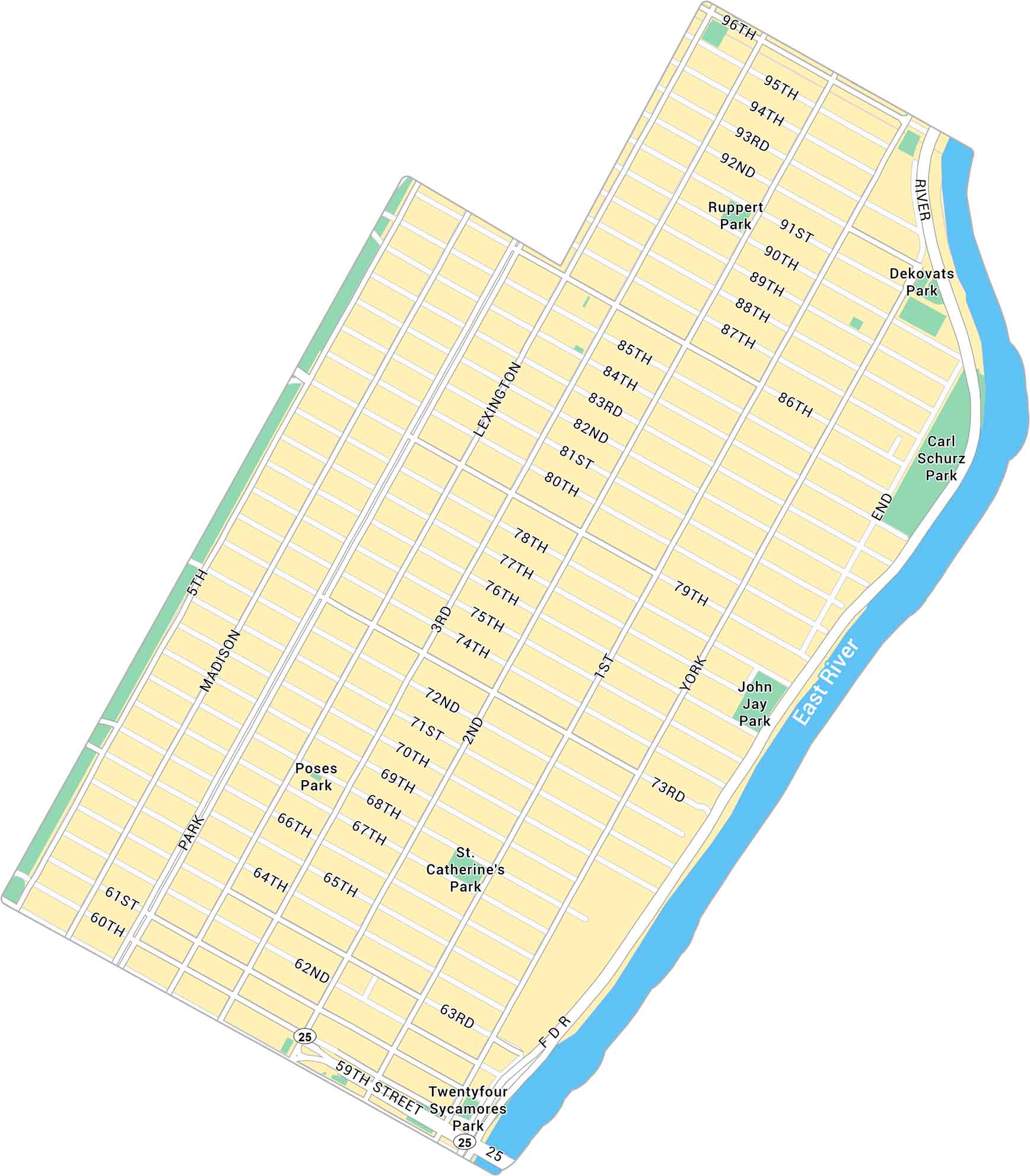 Upper East Side Map New York