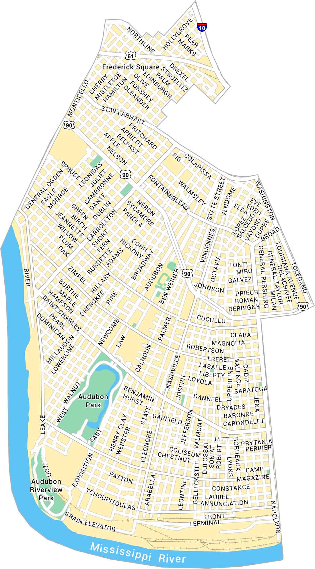 Uptown Map New Orleans