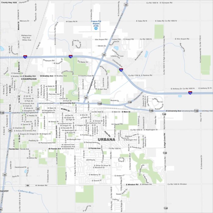 Urbana Map Illinois
