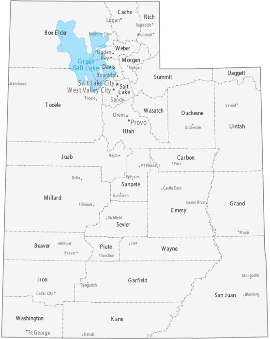Utah Counties Cities Map