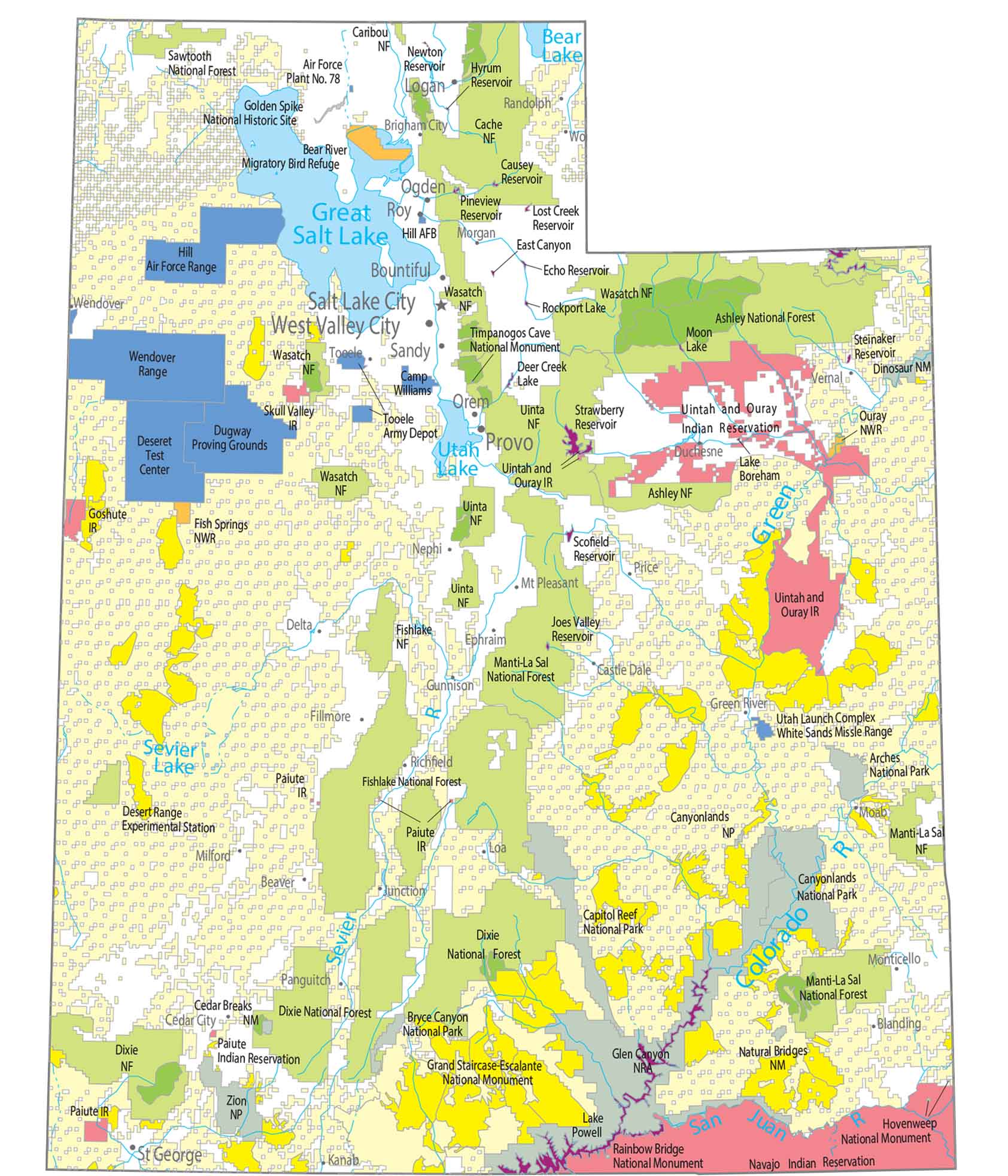 Utah National Parks and Forests Map